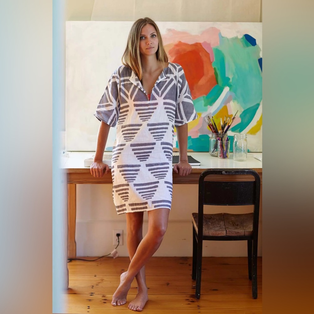 Rise Caftan - Flint Pyramids Organic Linen